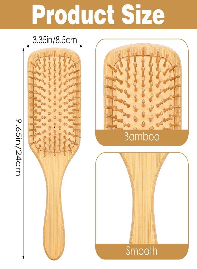 KFHENSOMR 2 Pcs Bamboo Hair Brush with Natural Bamboo Bristles Detangling Paddle Hairbrush Wooden Brush for All Hair Types & Hairs Growth for Women Men - Image 2